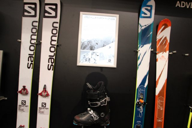 Les skis Salomon MTN, à gauche le proto, à droite le 88 et le 95mm